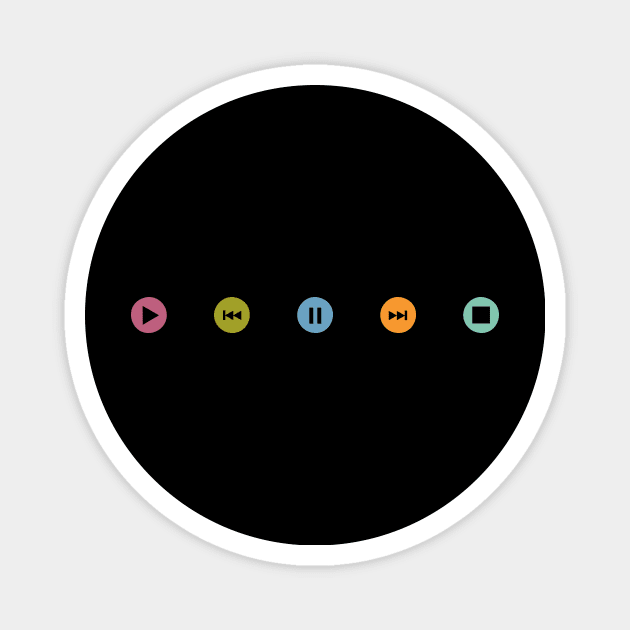 Little Music Player Icons Polka Dots (Multicolor on Black) Magnet by XOOXOO